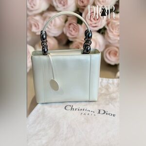 Christian Dior Maris Creamy Pearl Patent Leather Tote with Dusty and COA